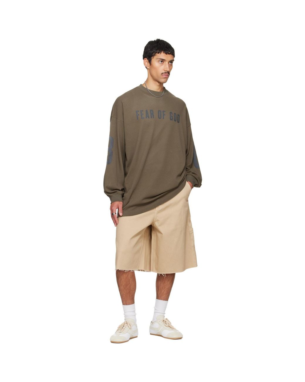 Fear Of God Brown Khaki Merch Long Sleeve T-Shirt for men