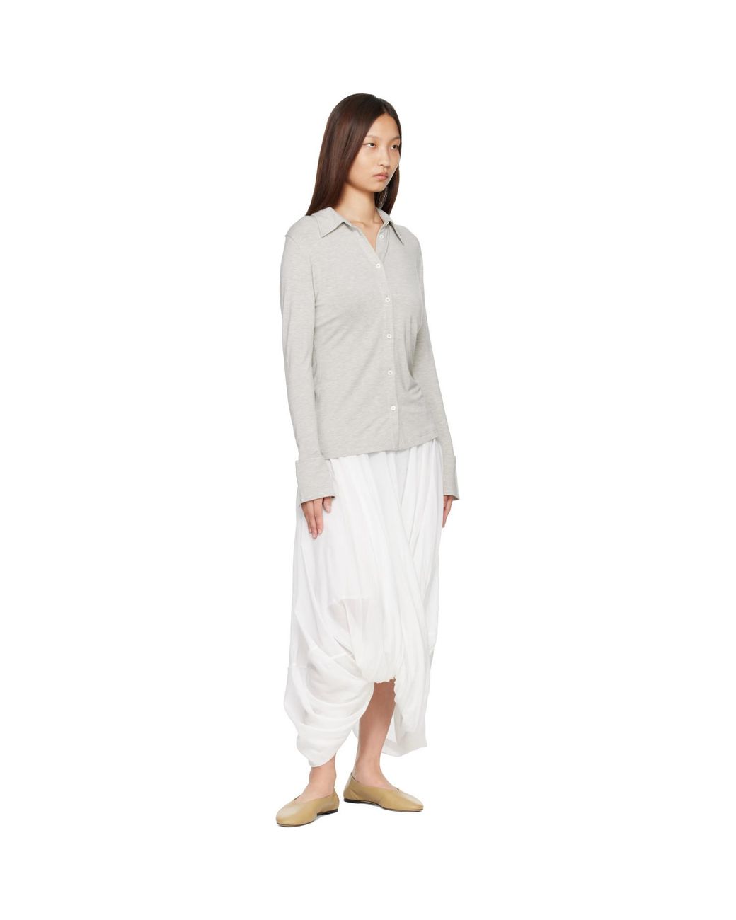 Totême White Cocoon Maxi Skirt