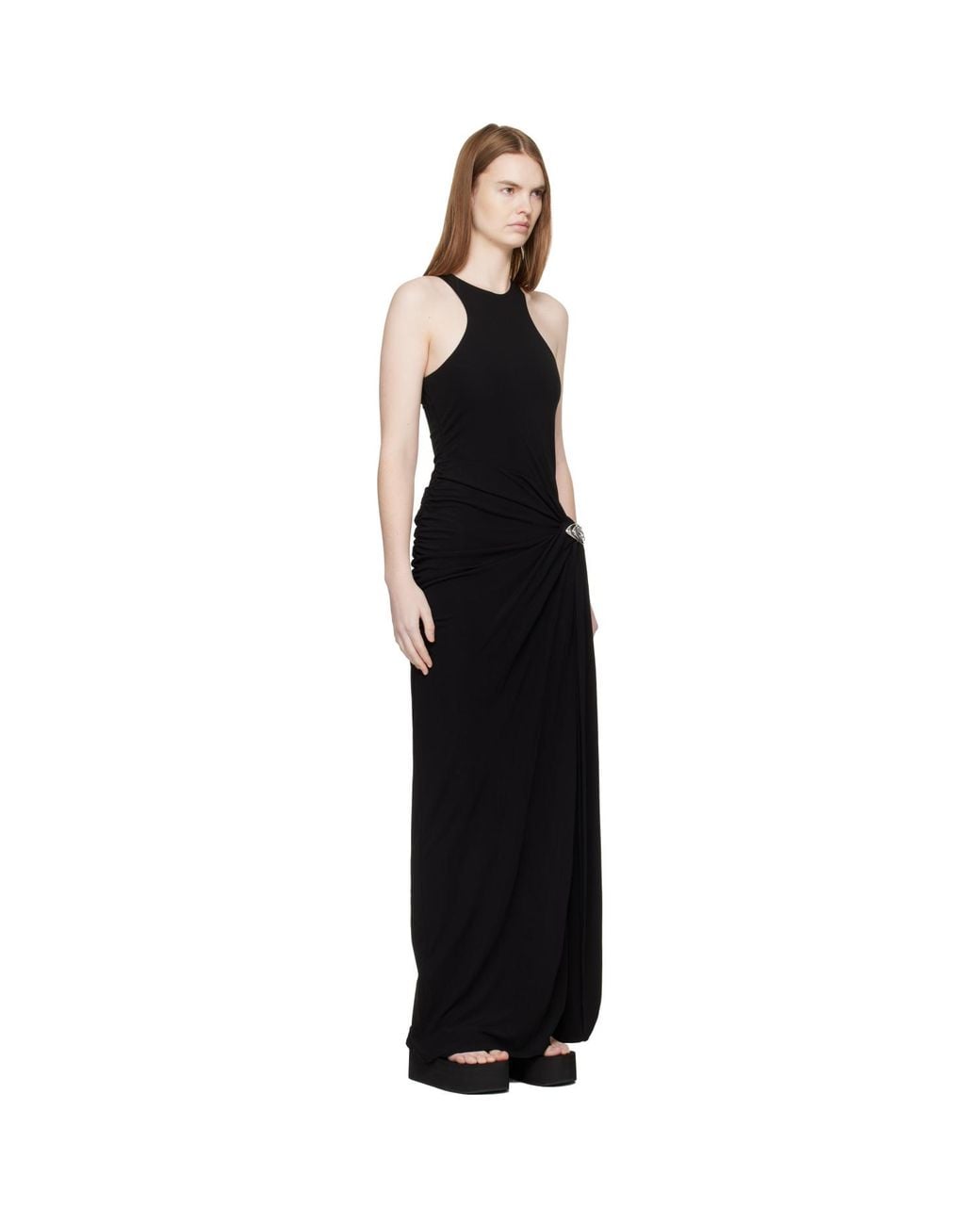 Casablanca Black Draped Maxi Dress