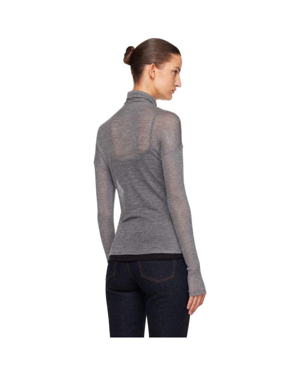Victoria Beckham Gray Draped Top