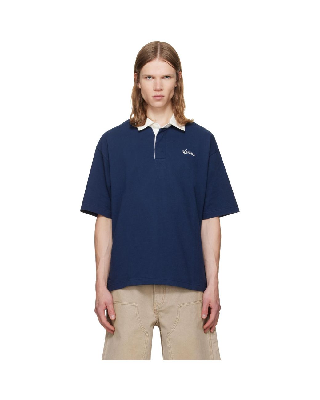 KENZO Blue Paris Varsity' Relax Polo for men