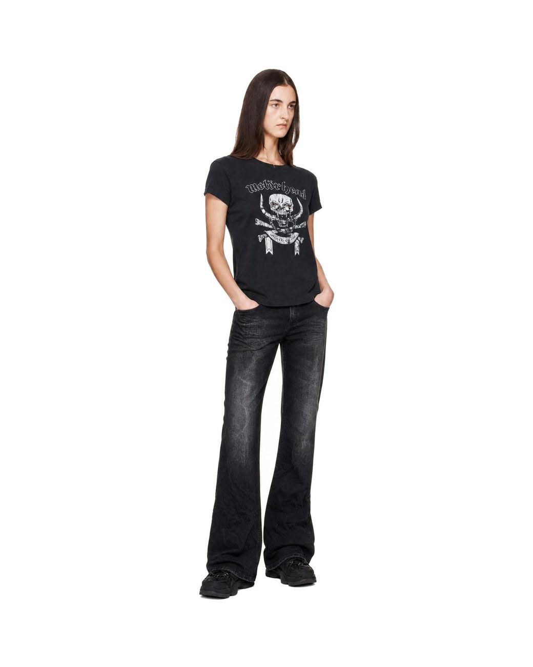 Vetements Black Motorhead Edition Skull Cut-Up Fitted T-Shirt