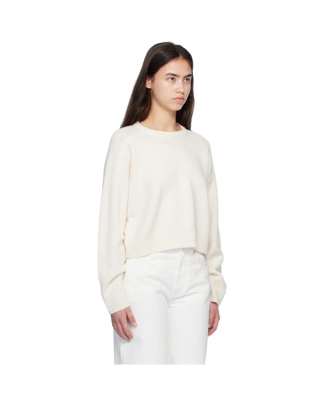 Loulou de Saison White Off- Bruzzi Lds Cropped Sweater