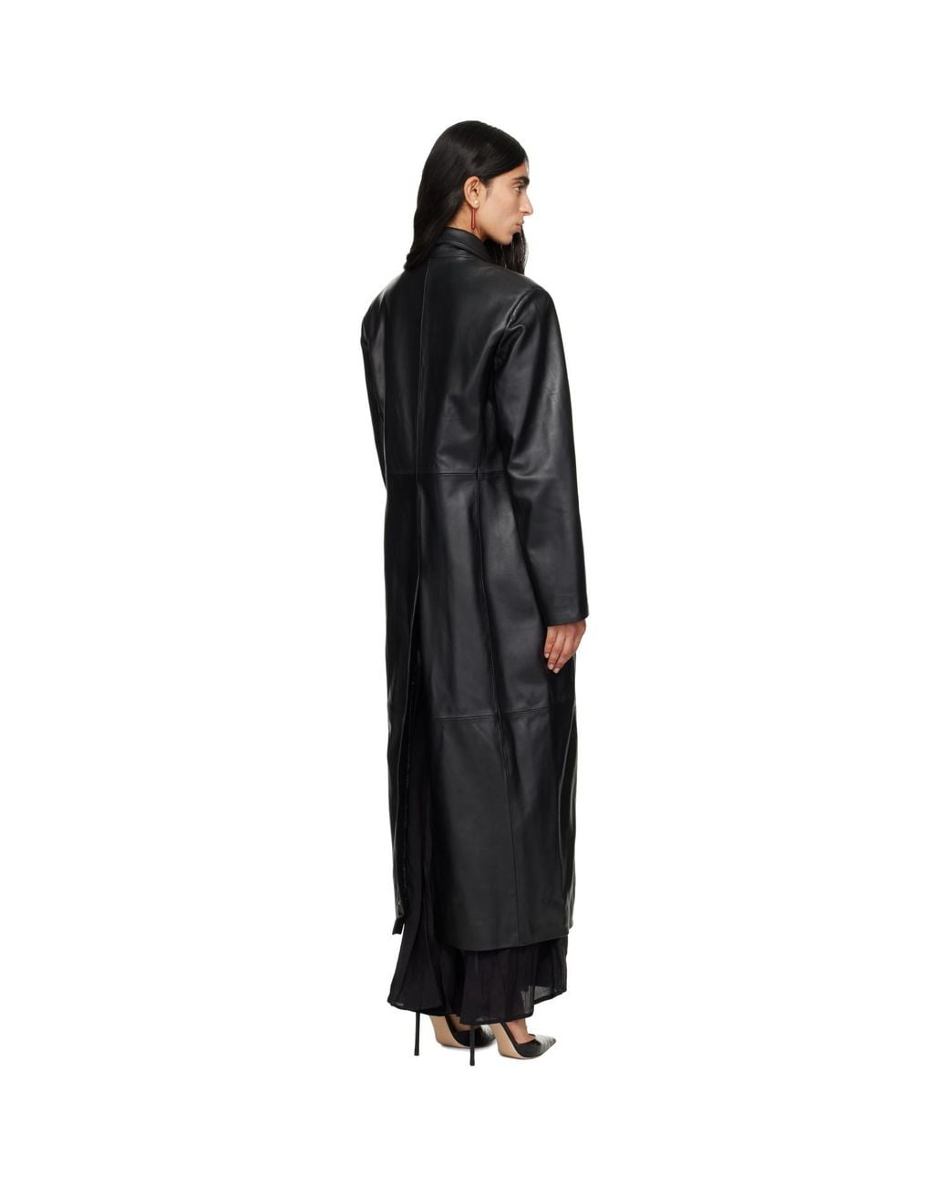 Nour Hammour Black Gotham 90S Leather Coat