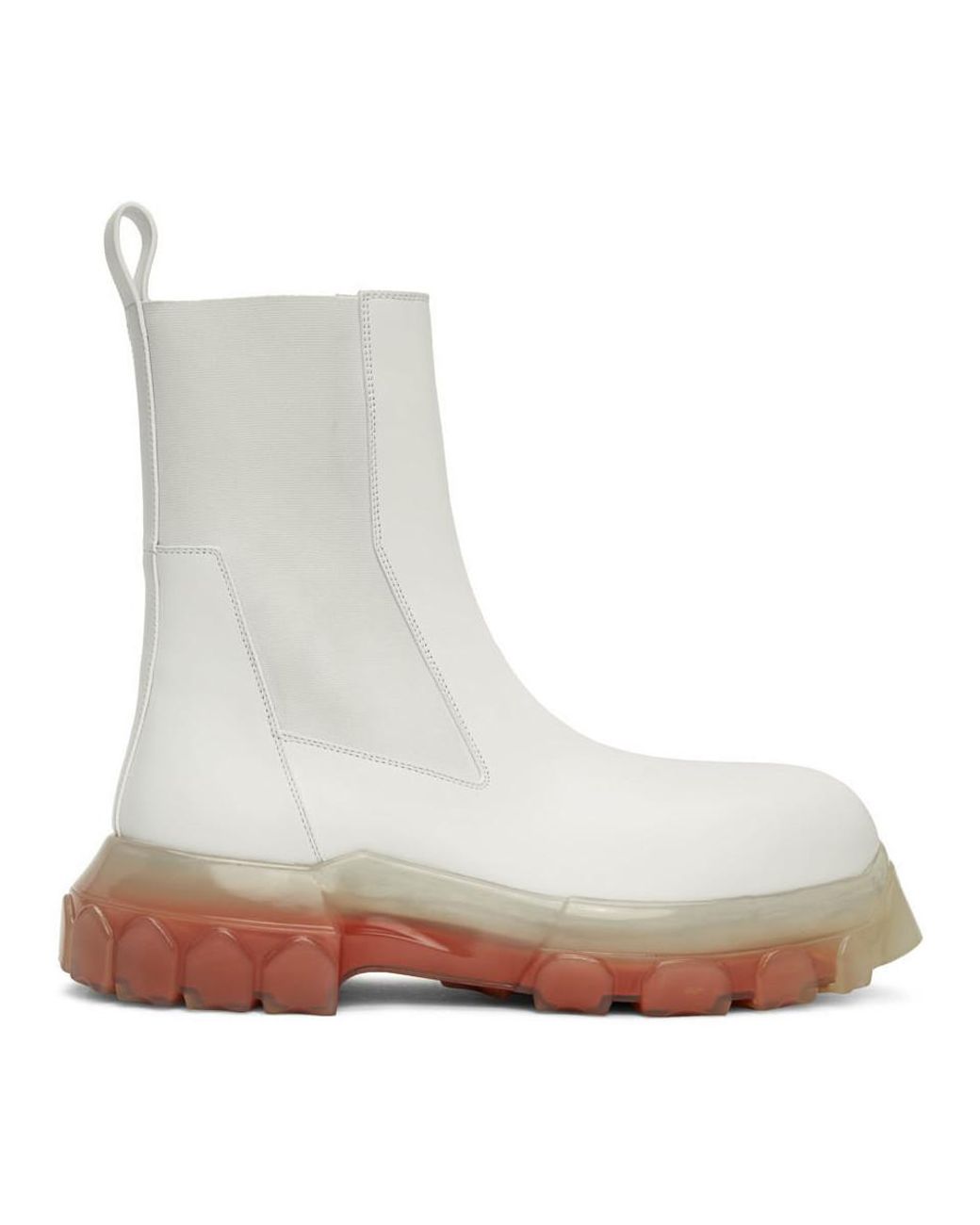 Rick Owens Leather White Mega Bozo Tractor Chelsea Boots for Men | Lyst
