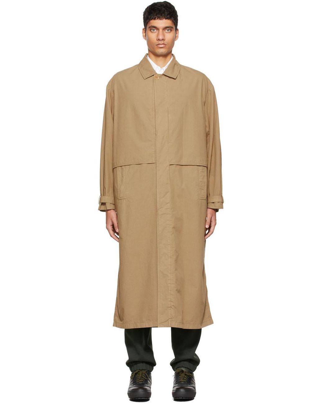 Lemaire Cotton Tan Flap Trench Coat for Men | Lyst