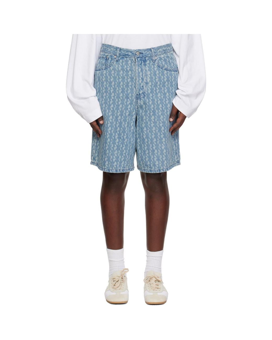 Dries Van Noten Blue Faded Denim Shorts for men
