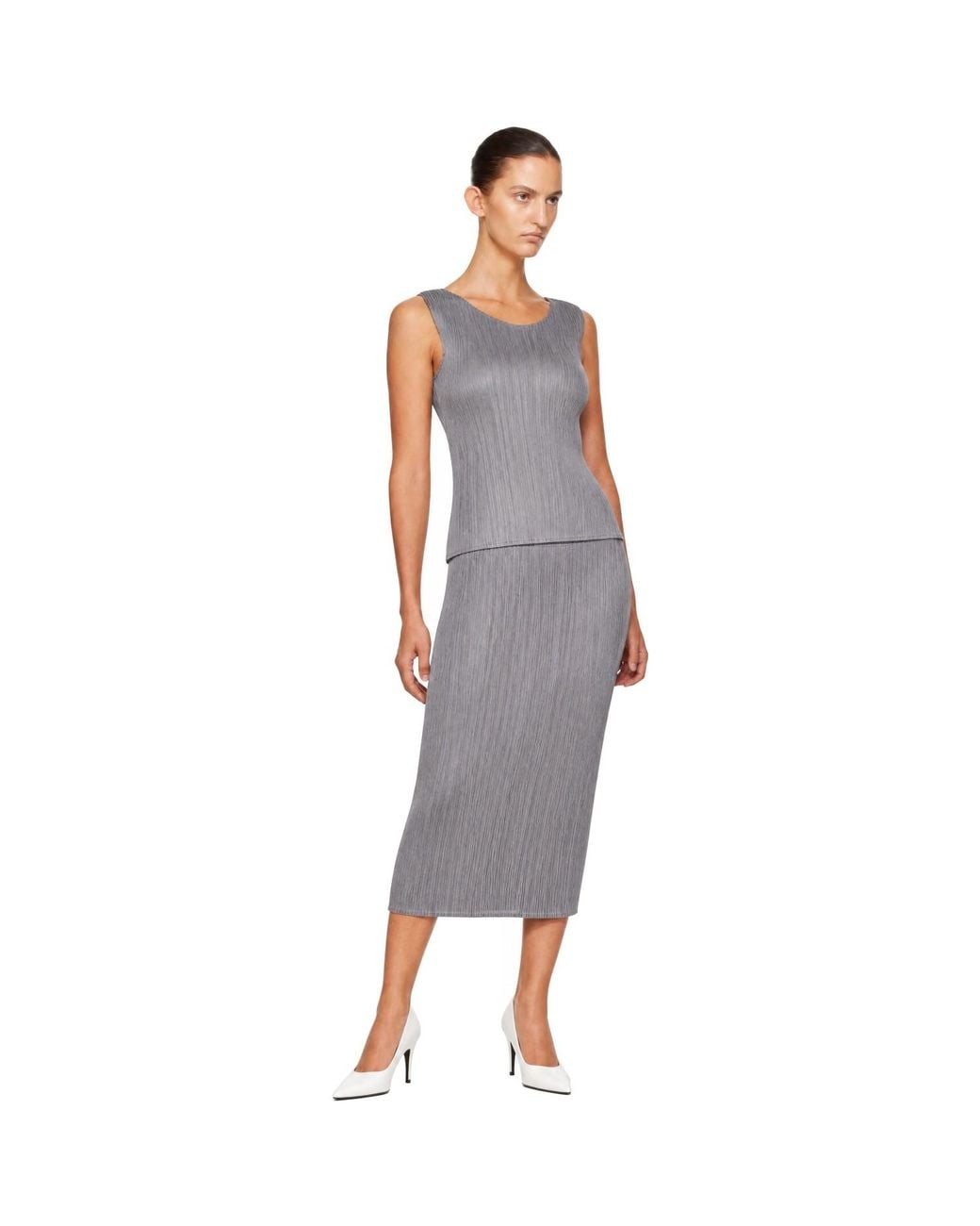 Pleats Please Issey Miyake Gray Basics Top