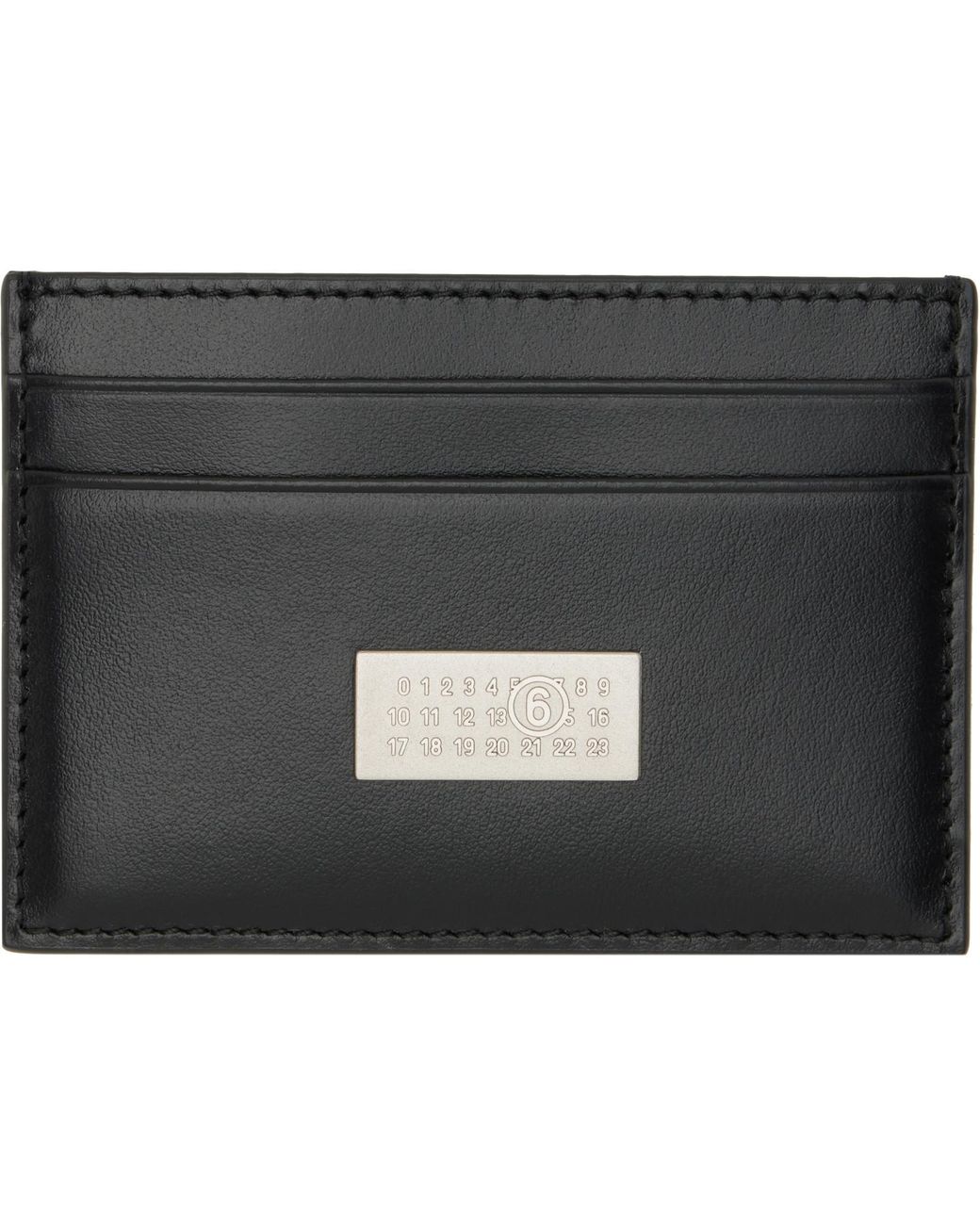 MM6 by Maison Margiela Black Leather Card Holder for men