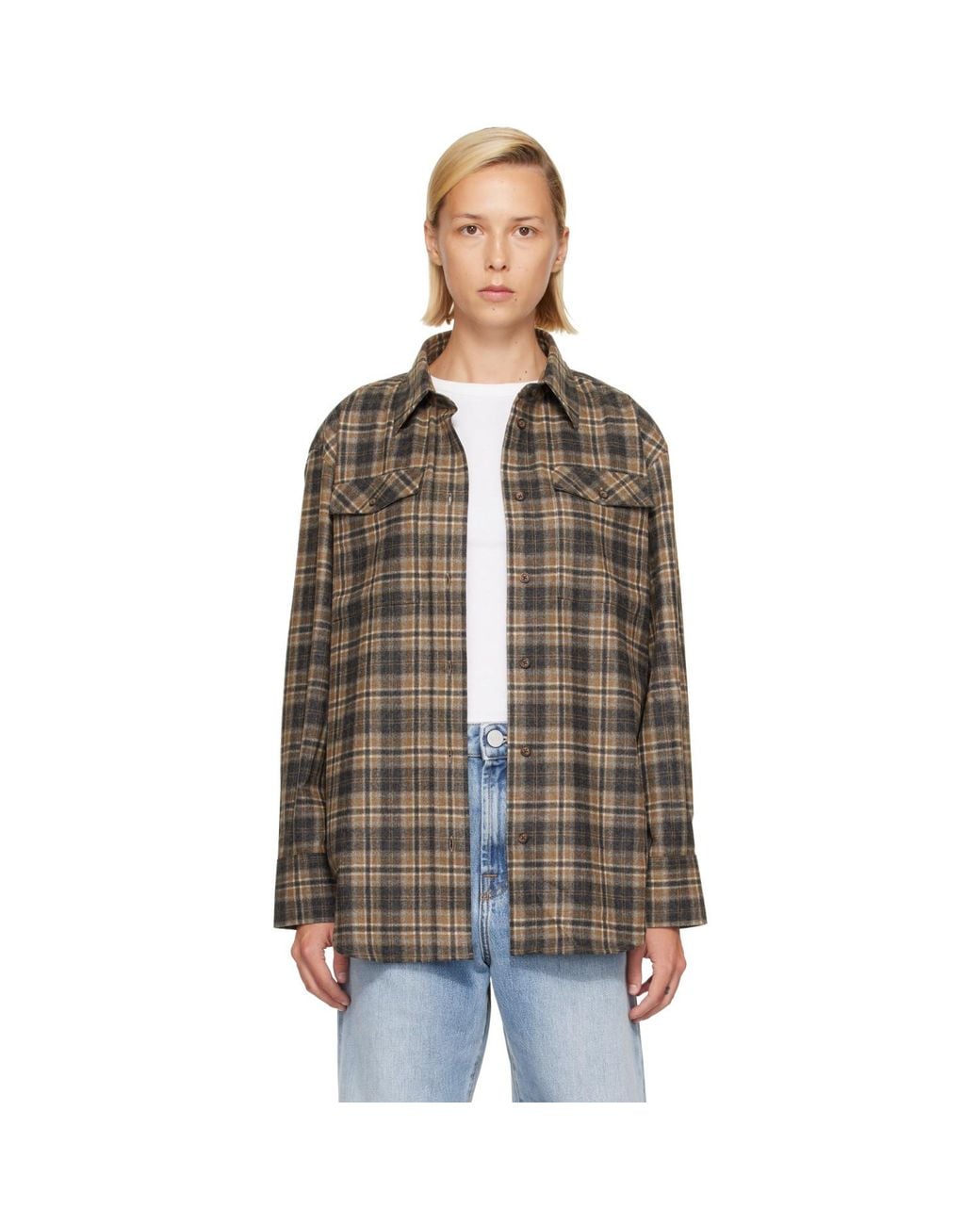 Rohe Brown Western Checked Overshirt
