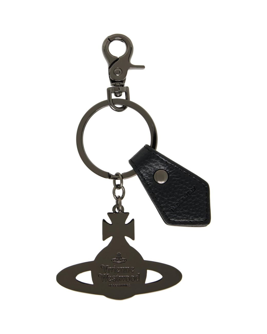 Vivienne Westwood Black Gunmetal Hamme Orb Keychain for men