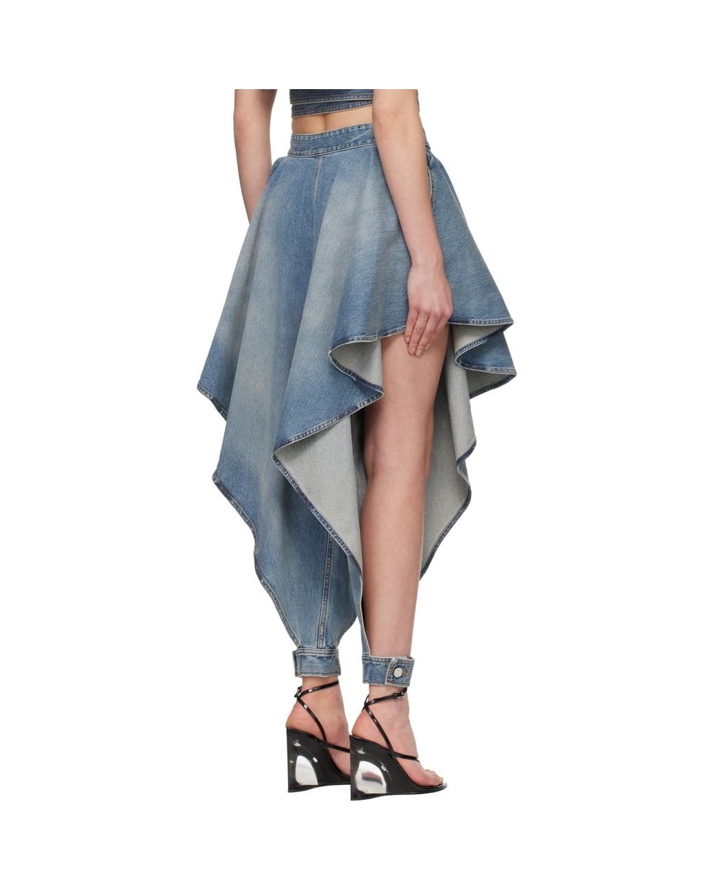 Alaïa Blue Panelled Faded Jeans