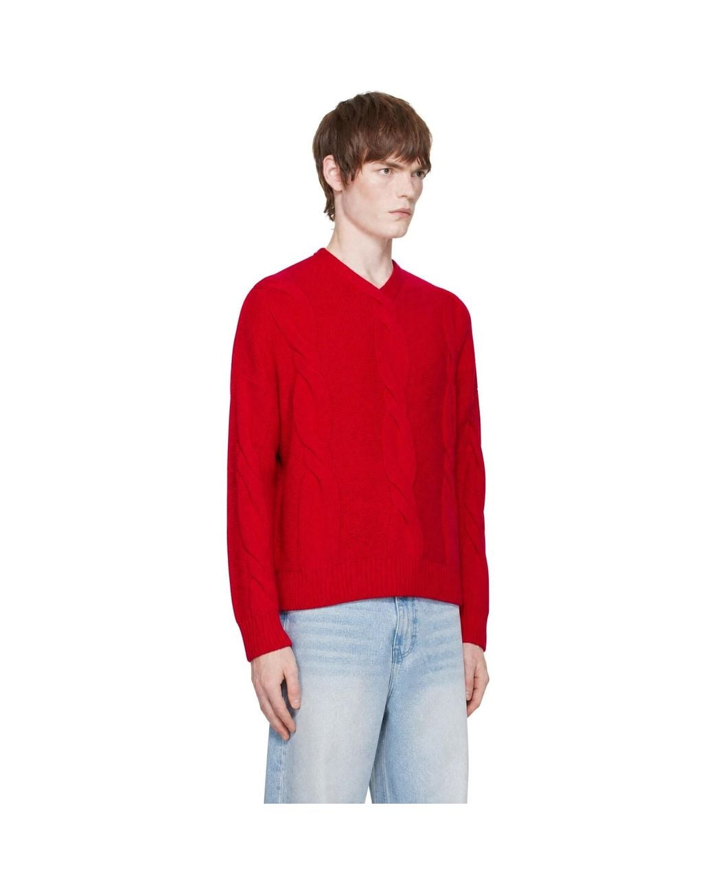Cordera Red Wool Braided Sweater for men