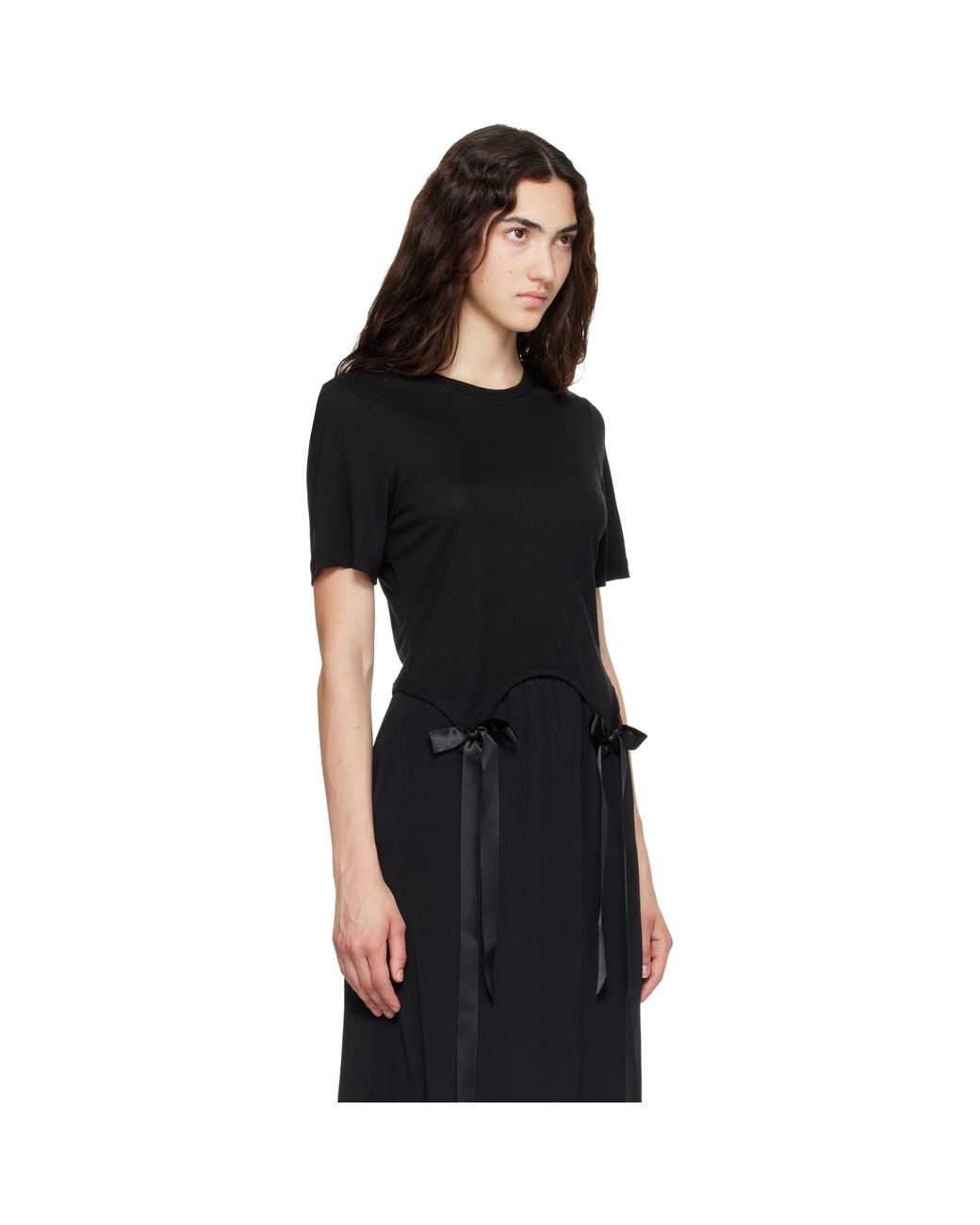 Simone Rocha Black Bow Tail Easy T-Shirt