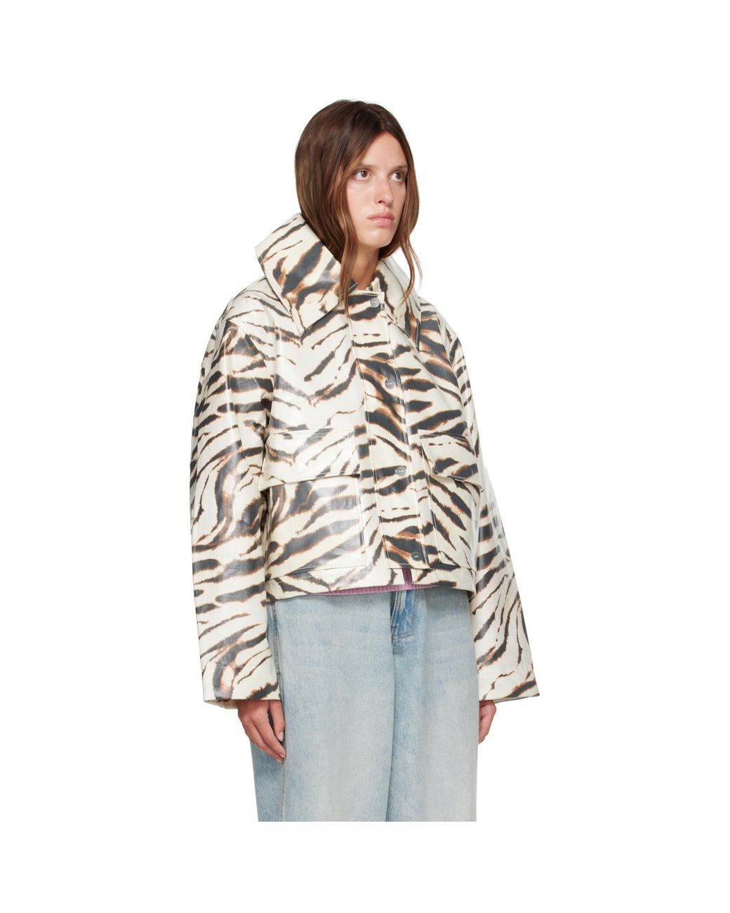 Ganni Brown Laminated Zebra Jacket