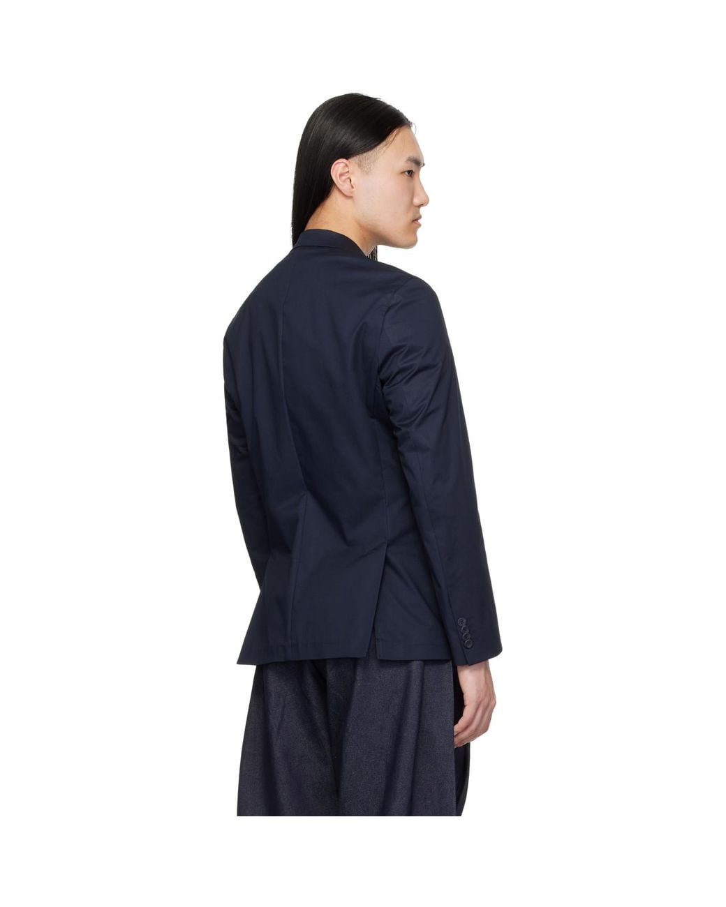 HUGO Blue Slim-Fit Stretch Cotton Blazer for men