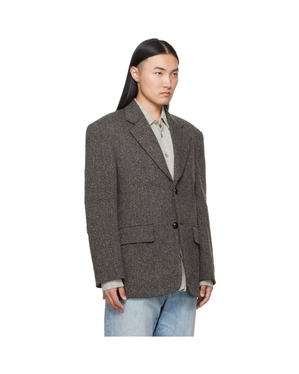MM6 by Maison Margiela Gray Wool Tweed Blazer for men