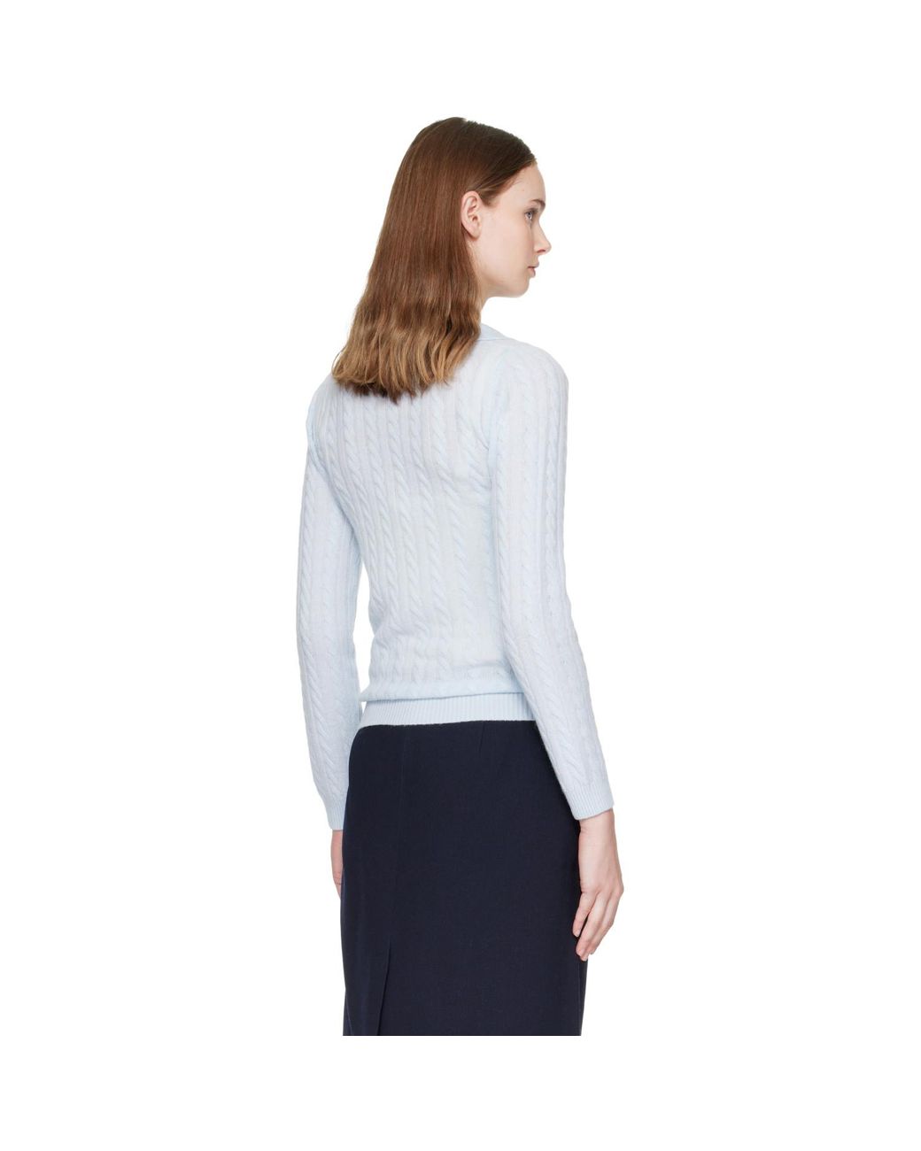 ShuShu/Tong White V-Neck Cable Knit Sweater