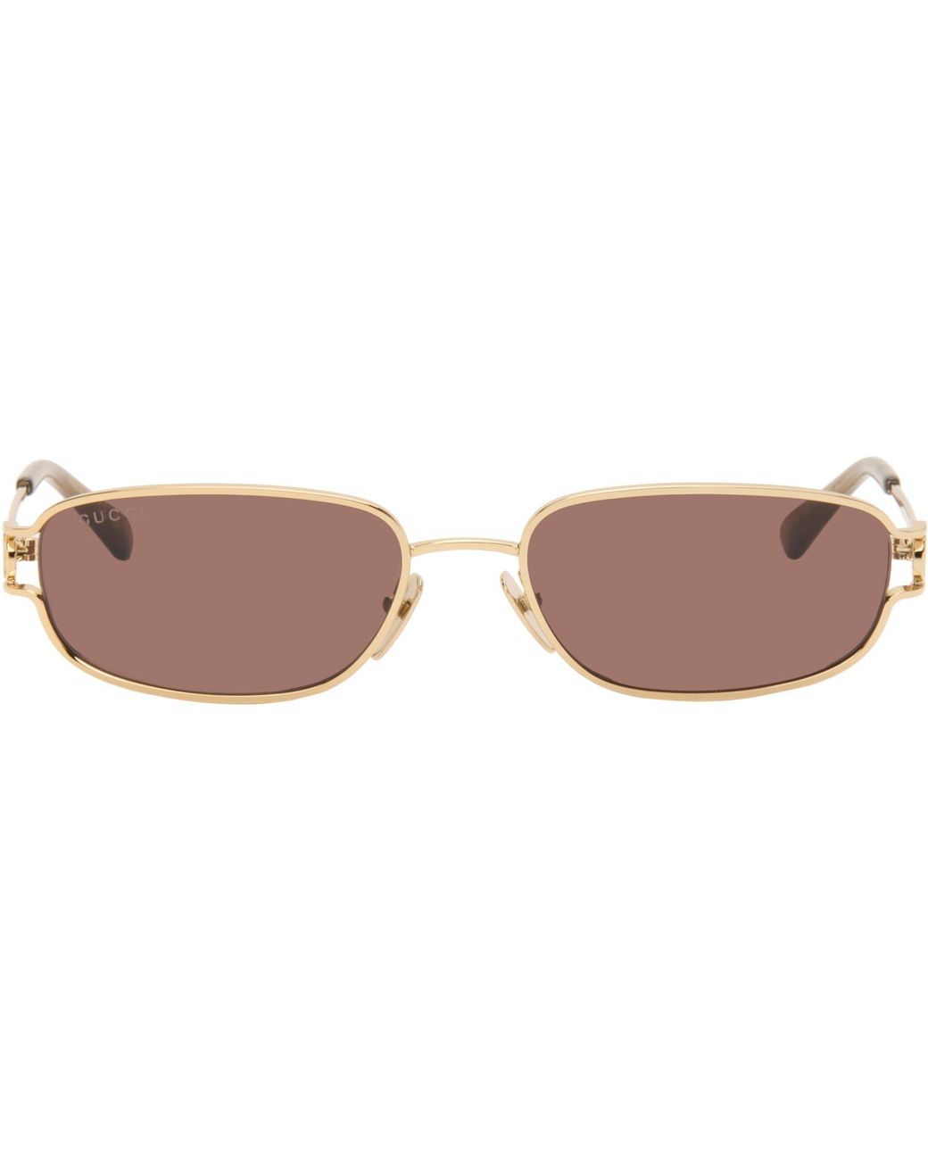 Gucci Brown Rectangular-Frame Sunglasses