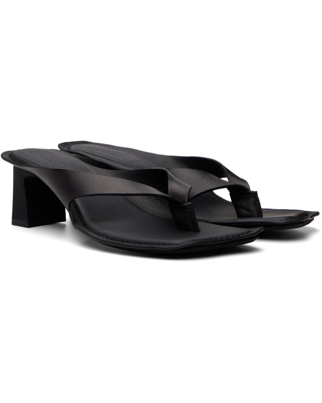 MM6 by Maison Margiela Black Anatomic Flip Flop Mule Heeled Sandals