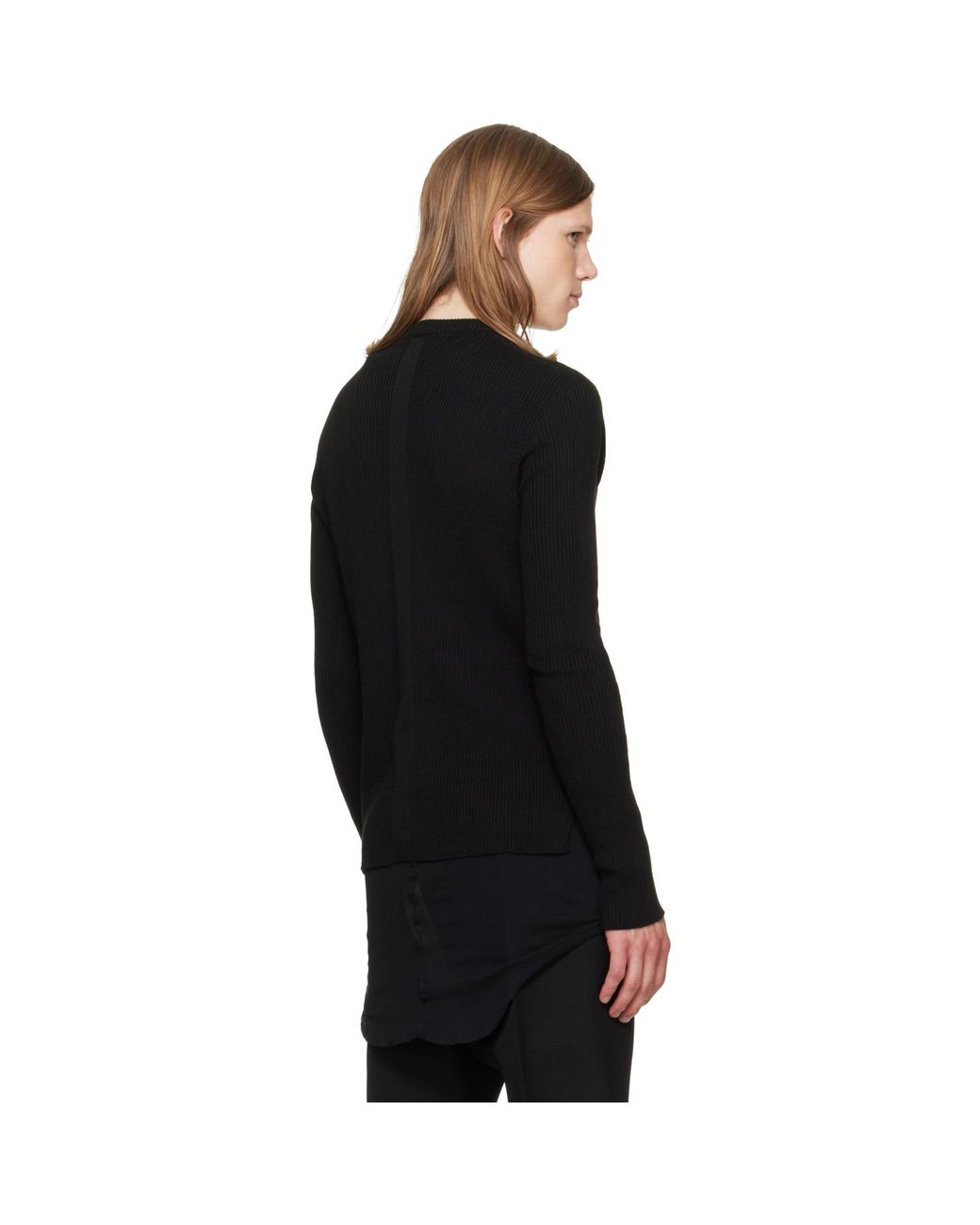 Rick Owens Black Tower Ribbed Geo Sweater for men