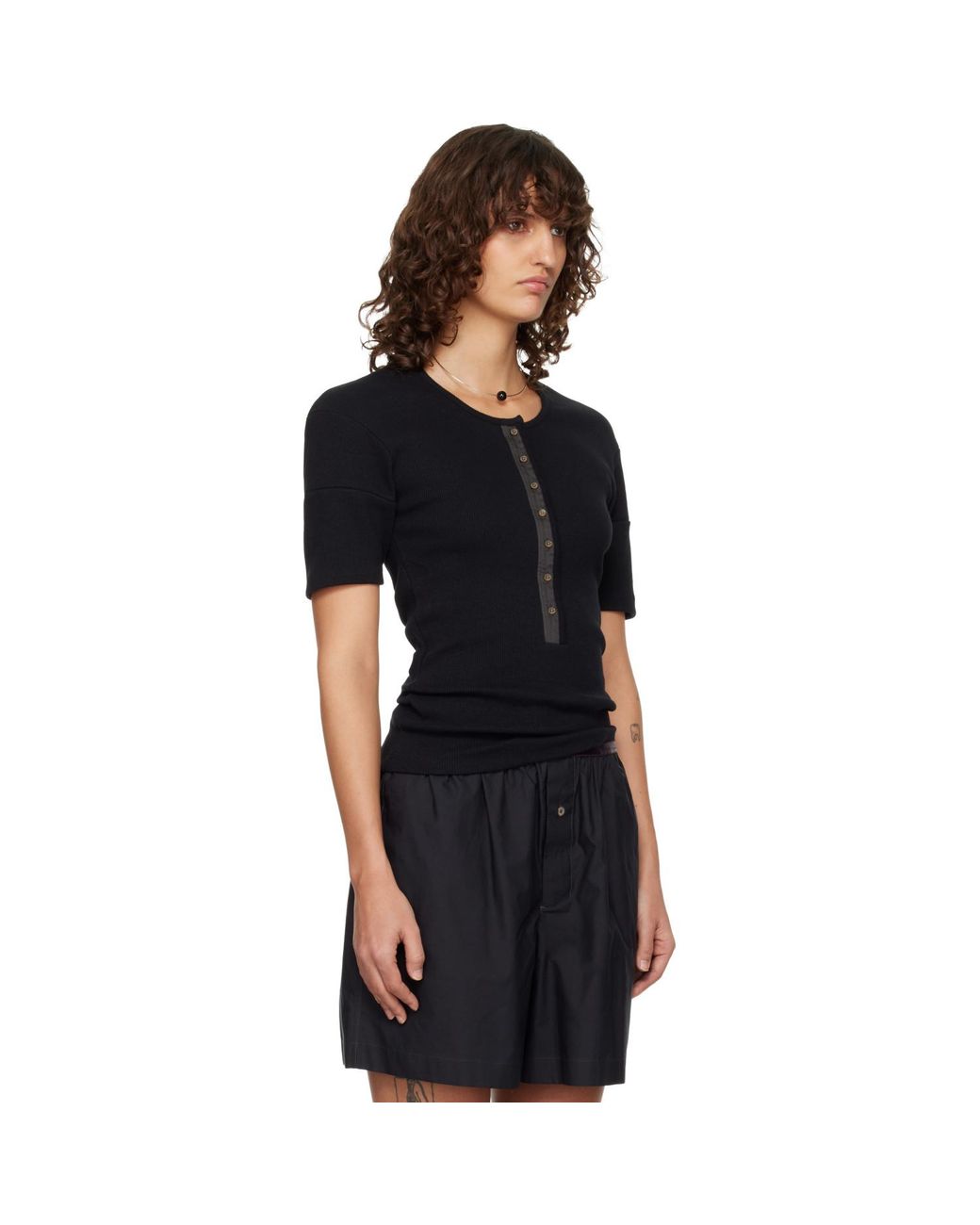 Lemaire Black Fitted Jersey Henley