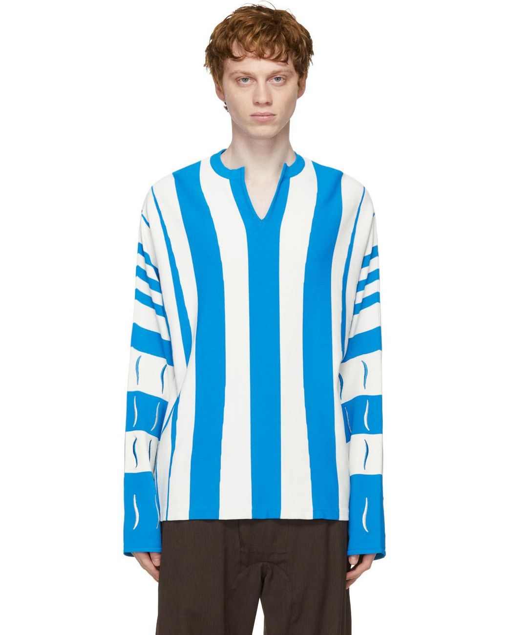 Kiko Kostadinov Synthetic Blue & White Striped Hydra Sweater for Men | Lyst