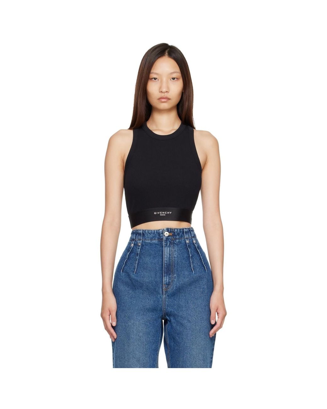 Givenchy Blue Cropped Cotton Tank Top