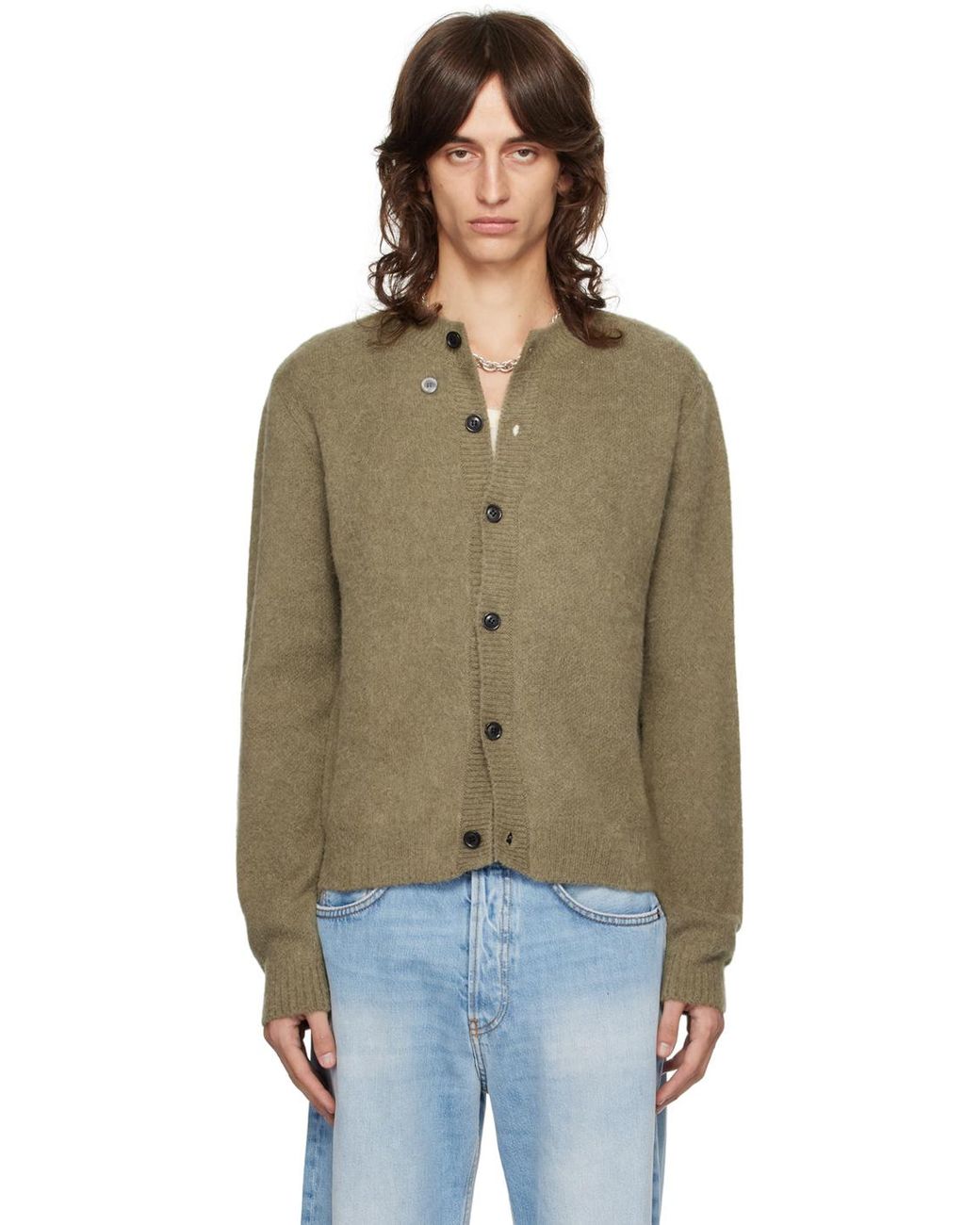 TONYWACK ベビーアルパカ ウール クルーネック カーディガン グレー M