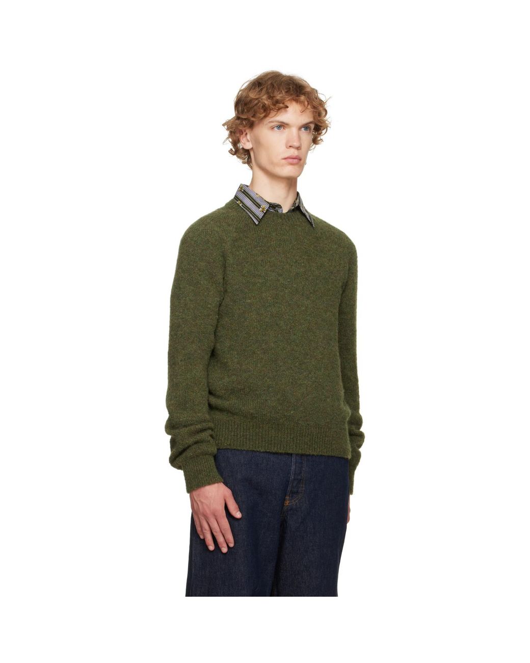 Dries Van Noten Green Alpaca Sweater for men