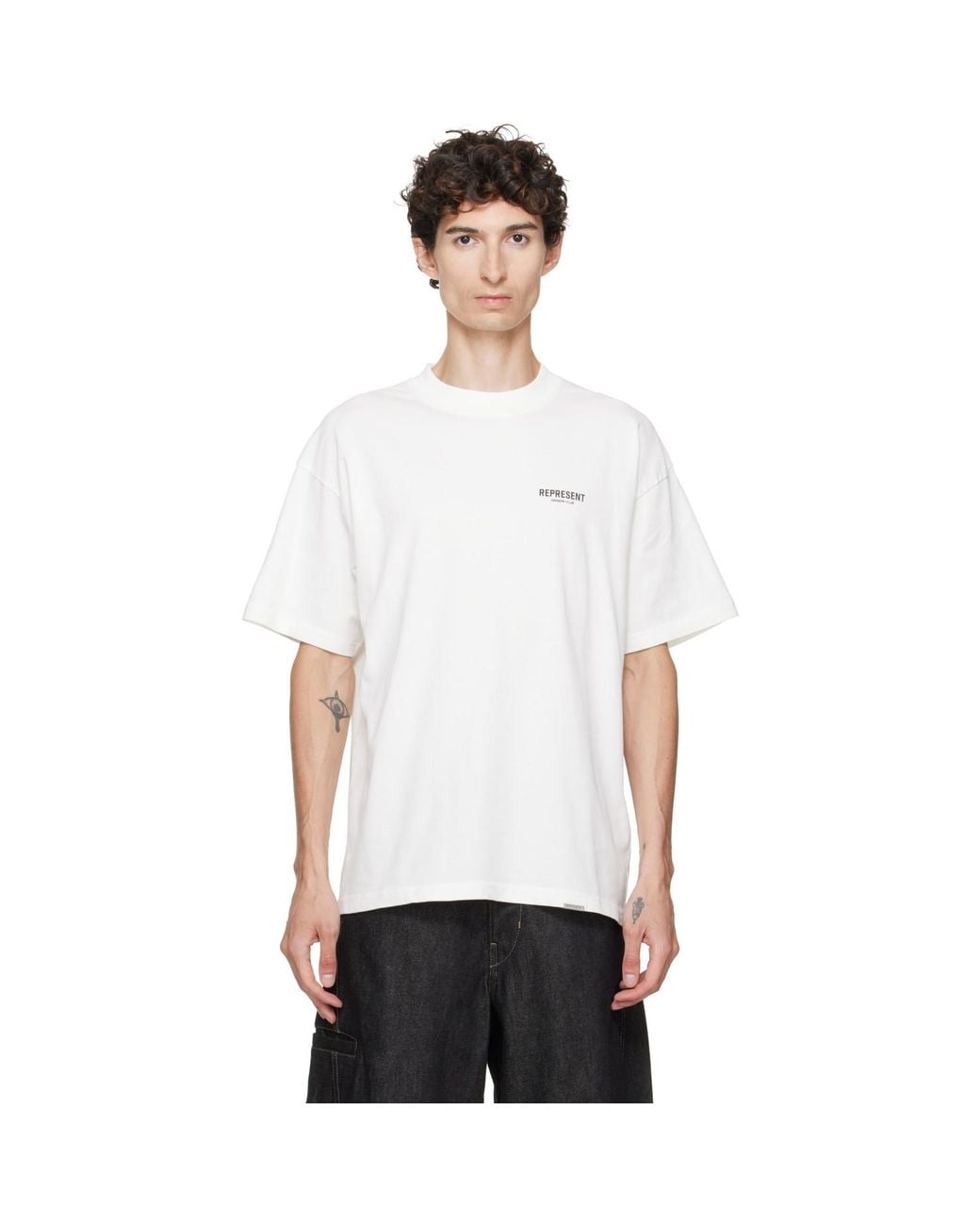 Represent White Printed 'Owners Club' Script T-Shirt for men