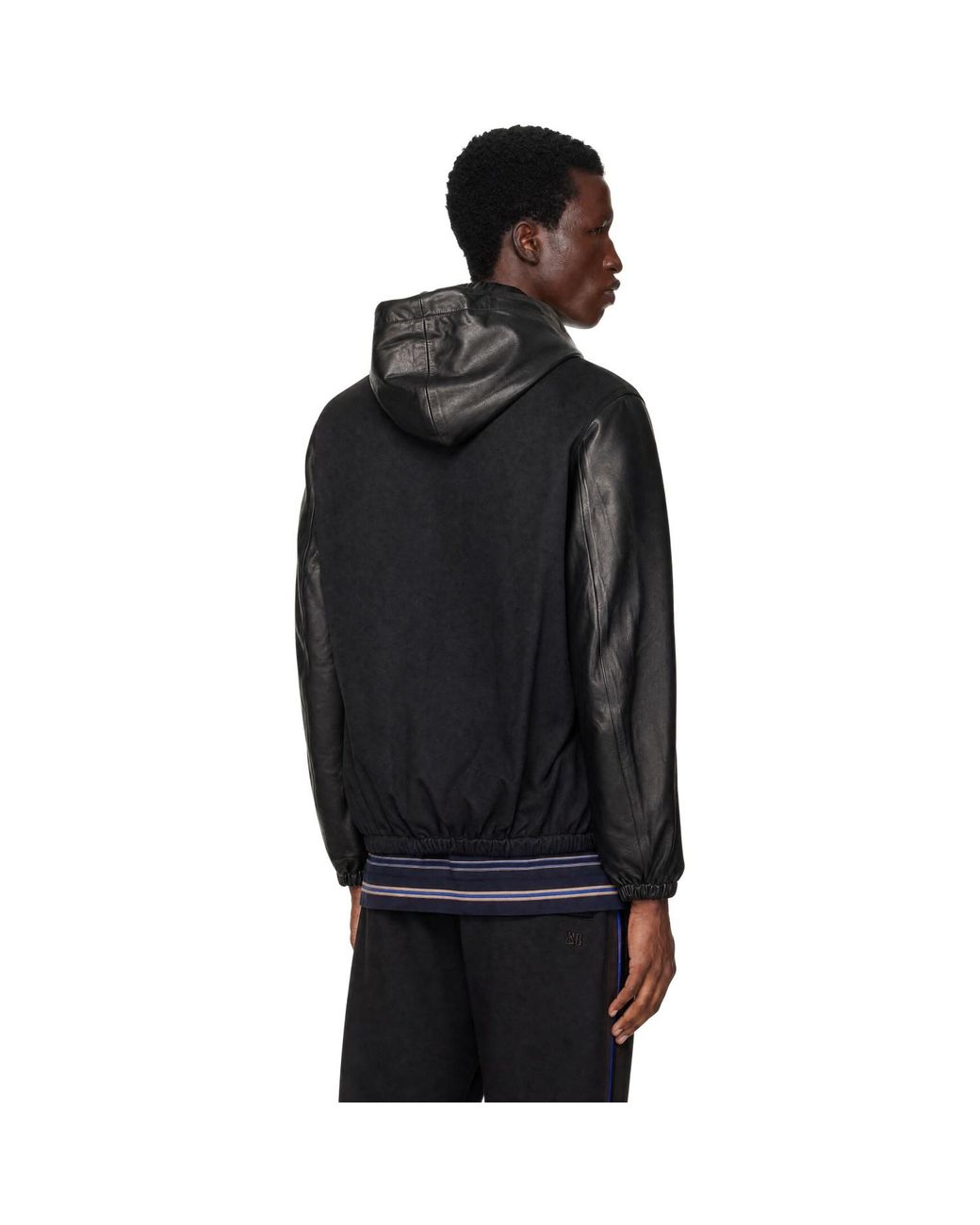 Wales Bonner Black Off- Vista Leather Anorak for men