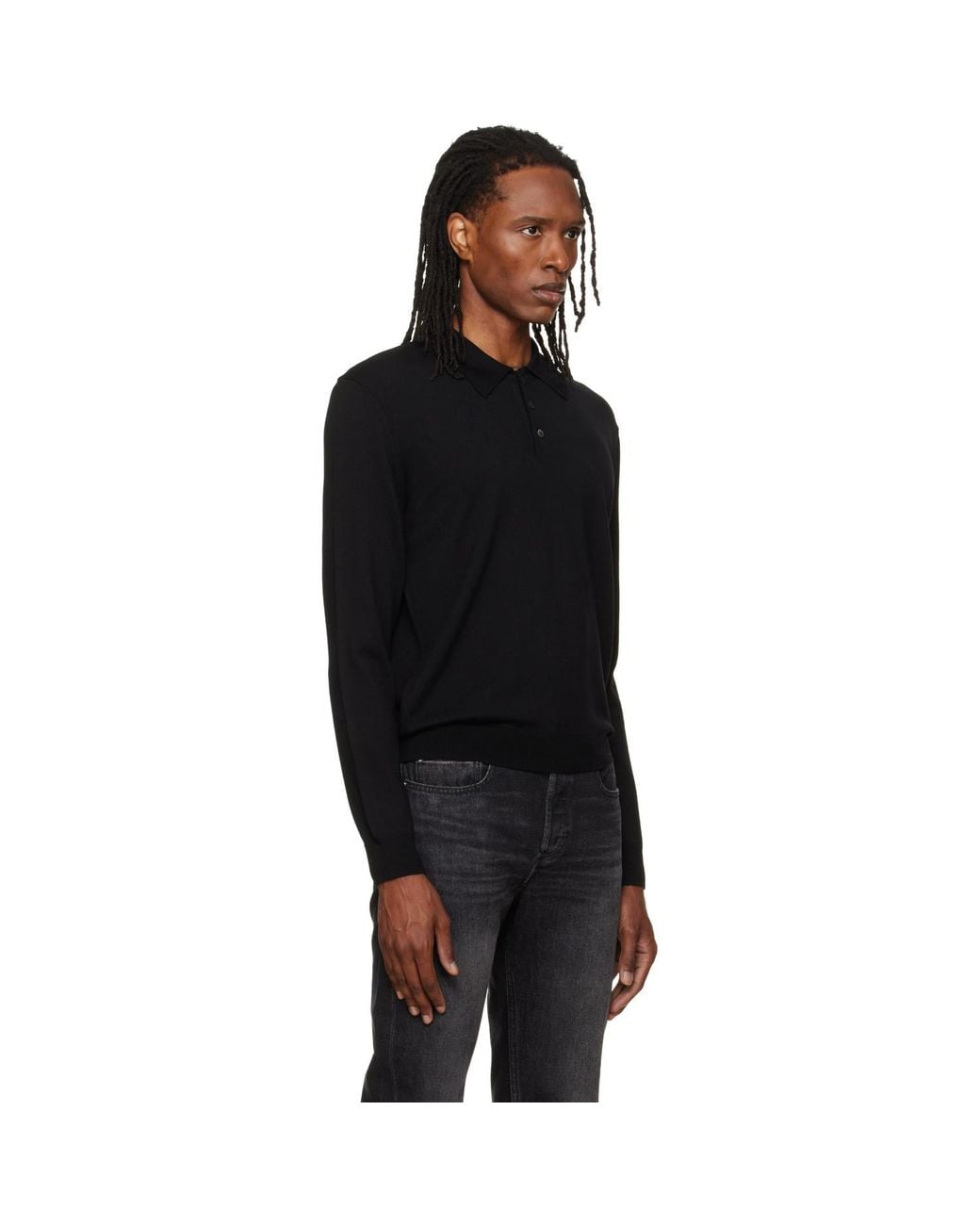 A.P.C. Black Wool Polo for men