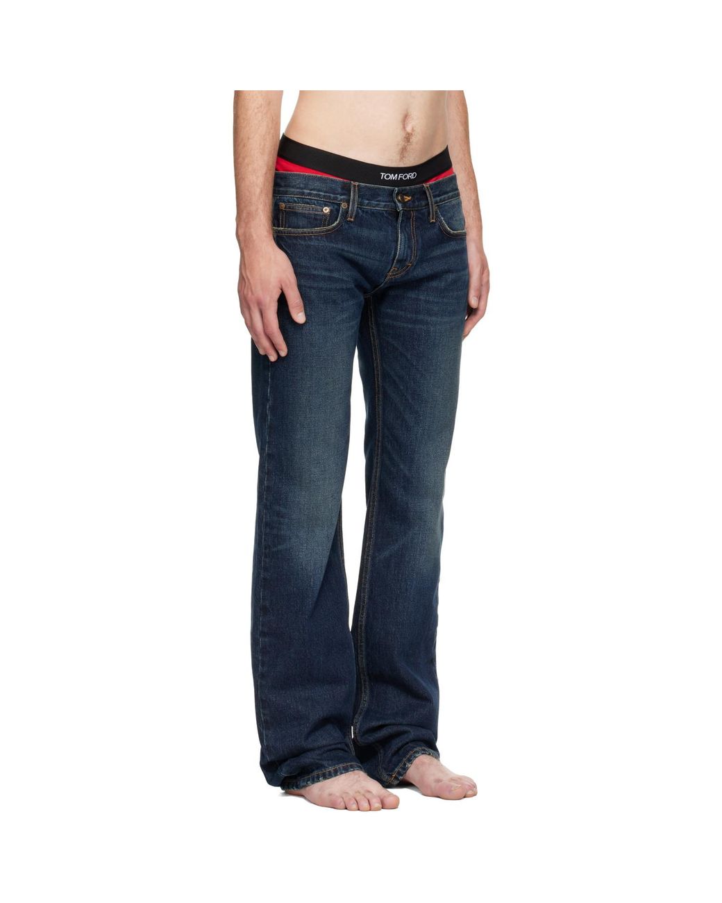 Raimundo Langlois Blue Slim Straight Jeans for men