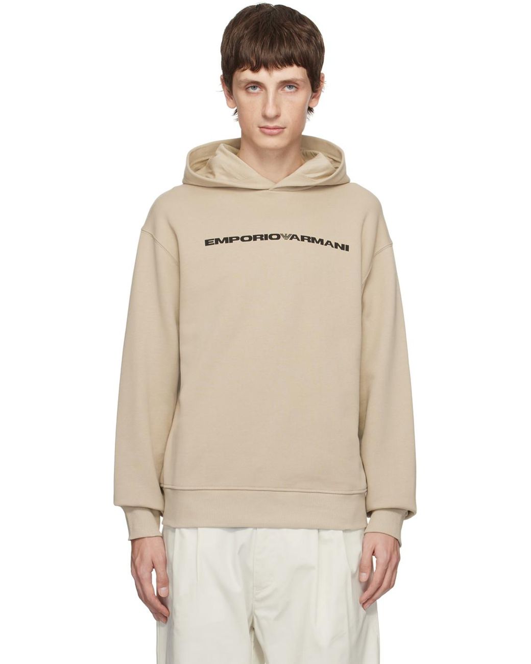 Emporio Armani Printed Hoodie in Natural for Men | Lyst Canada
