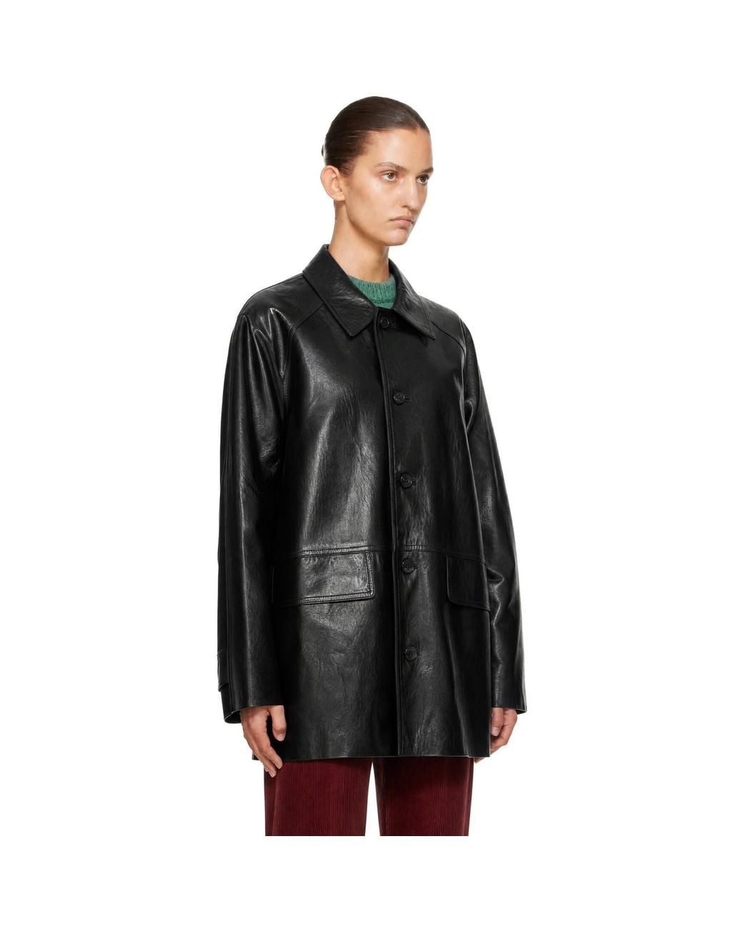 DUNST Black Lily Alter-Leather Half Jacket
