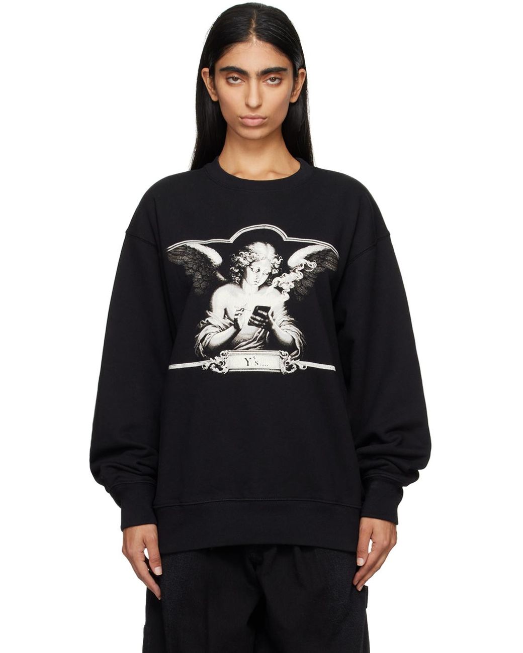 Y's Yohji Yamamoto Angel Printed Sweatshirt in Black | Lyst