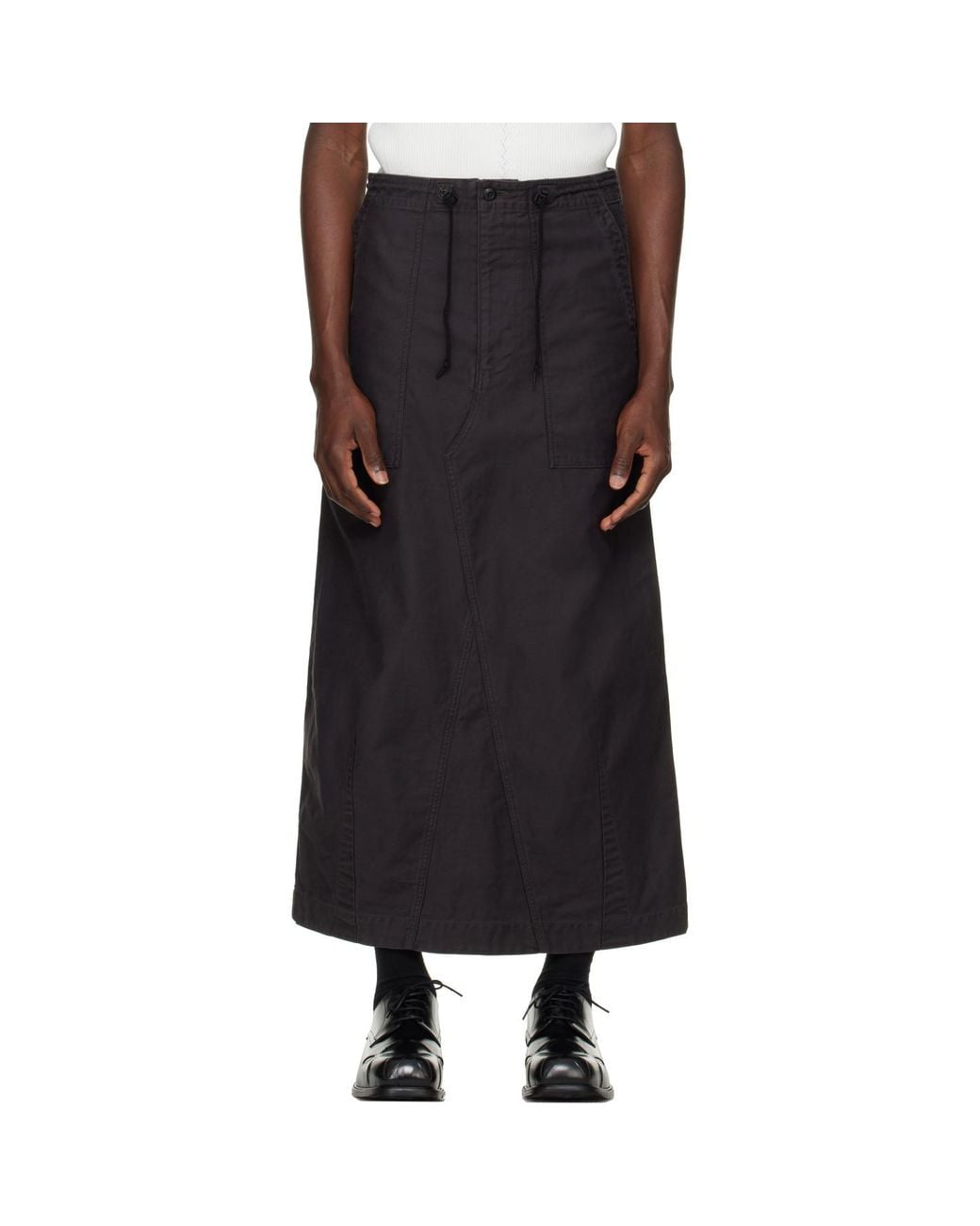 Needles Black Back Sateen String Fatigue Skirt for men