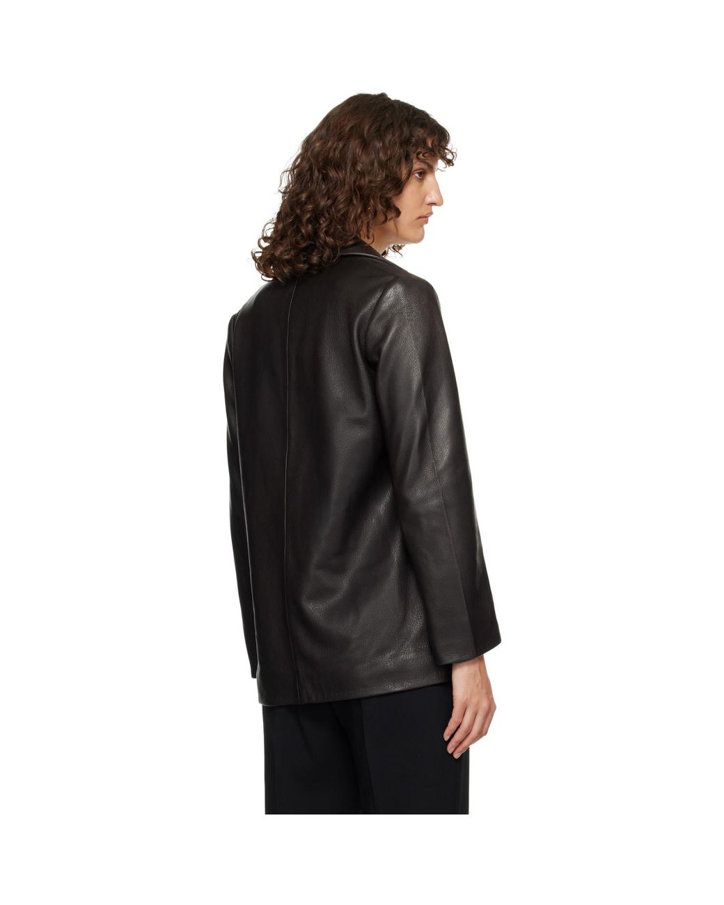 Nour Hammour Black Opus Relaxed Leather Blazer