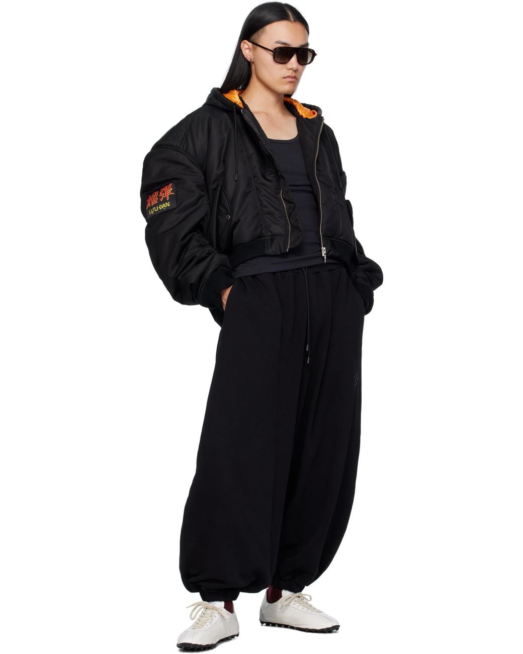 Lu'u Dan Black Patch Bomber Jacket for men