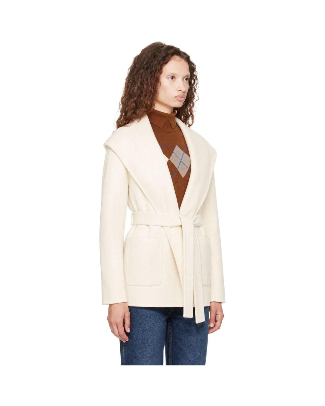 Mackage Natural Off- Paya-Z Wool Wrap Sash Belt Coat