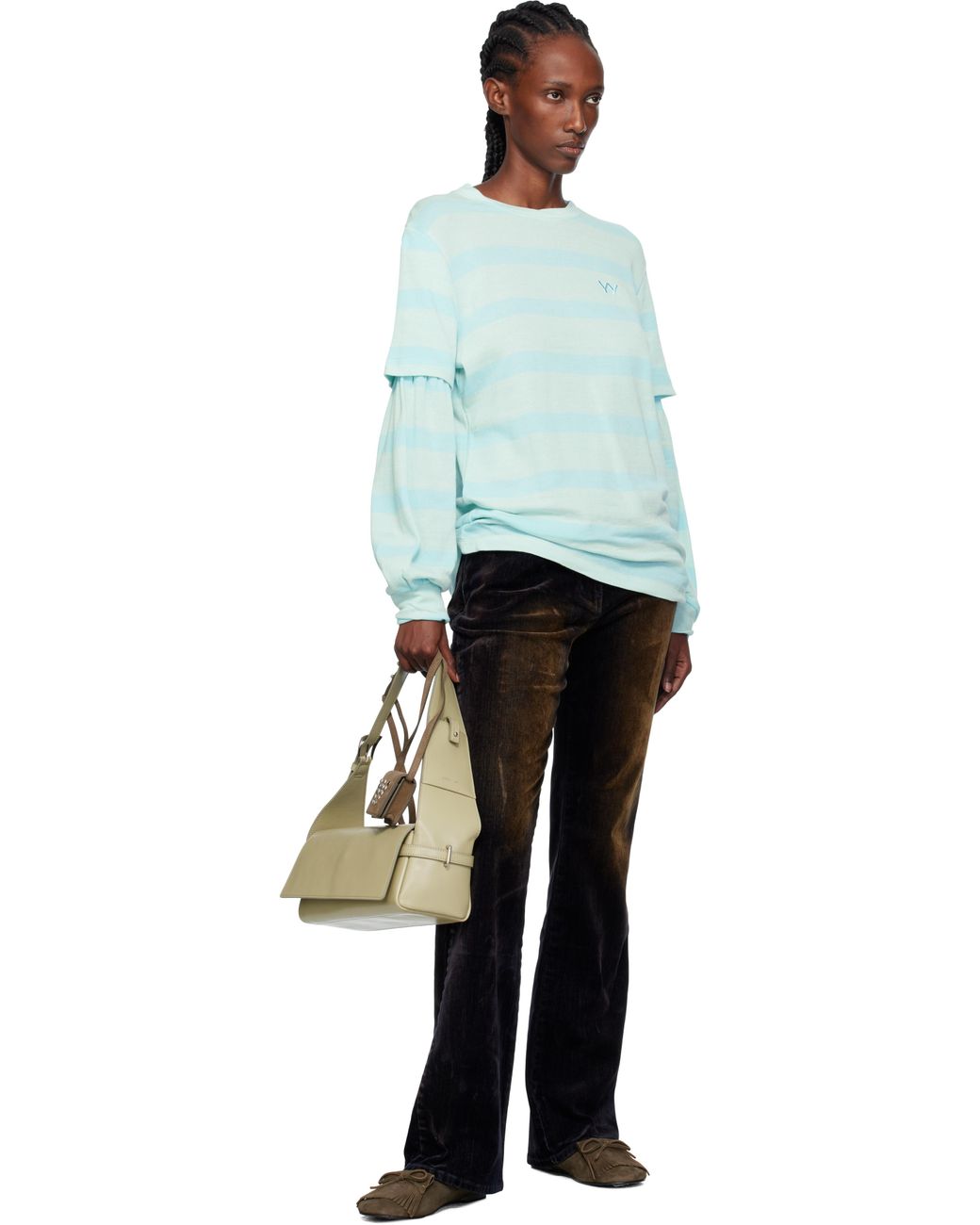 トップス OPEN YY Knitted LAYERED STRIPE TSHIRT OPEN YY Layered Stripe T-Shirt in Green | Lyst