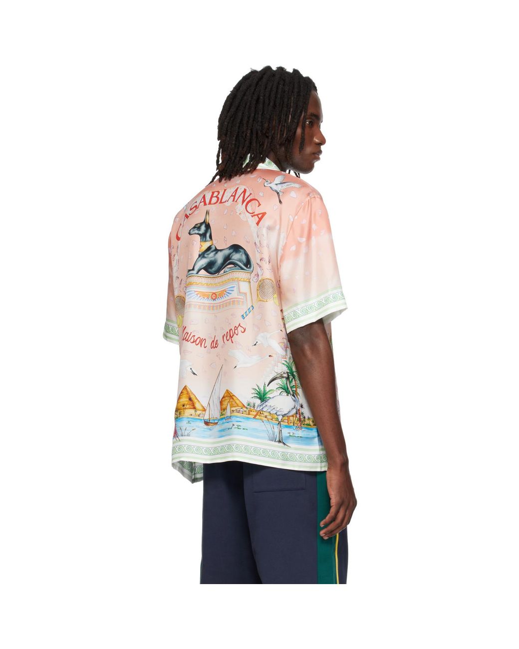 Casablanca Red Ethereal Short Sleeve Silk Shirt for men