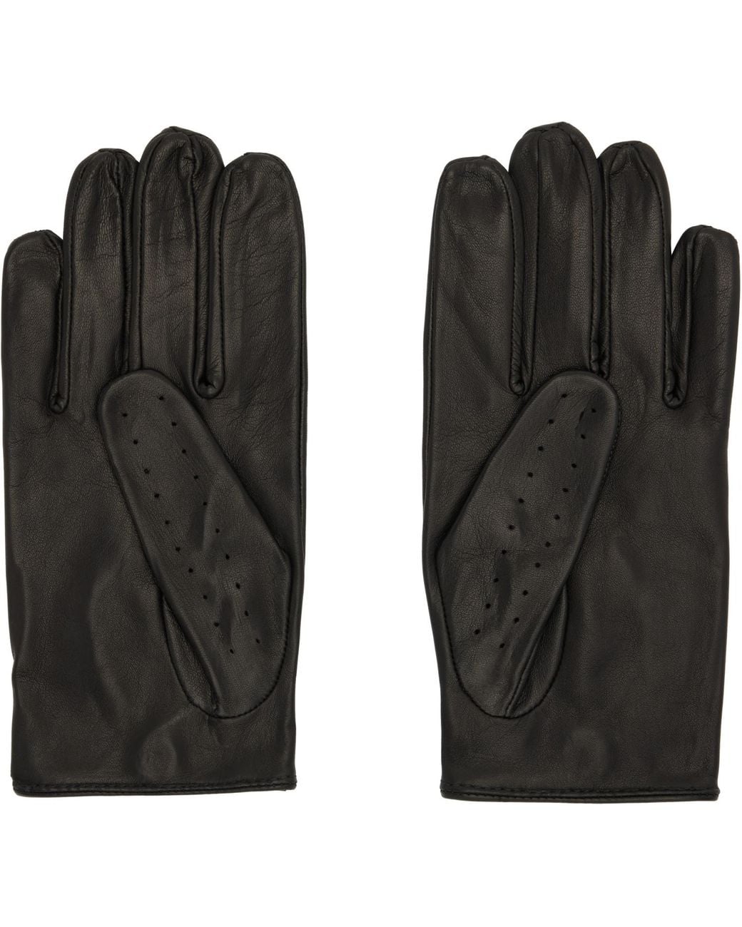 Ernest W. Baker Black Studded Driving Gloves for men