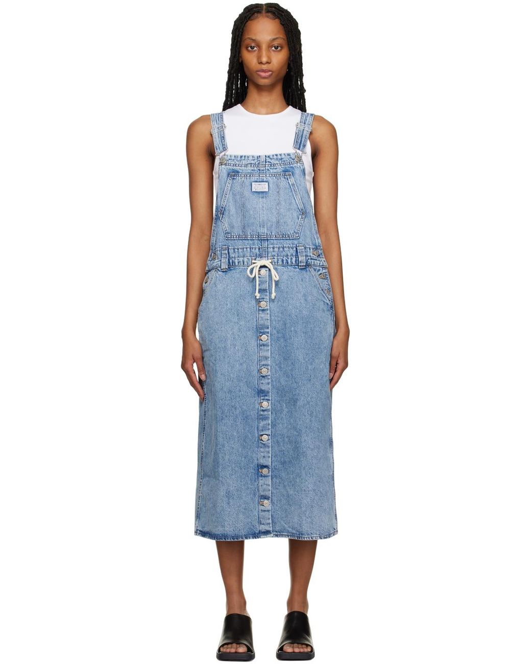 Robe midi lexie e en denim Levi s en coloris Noir Lyst