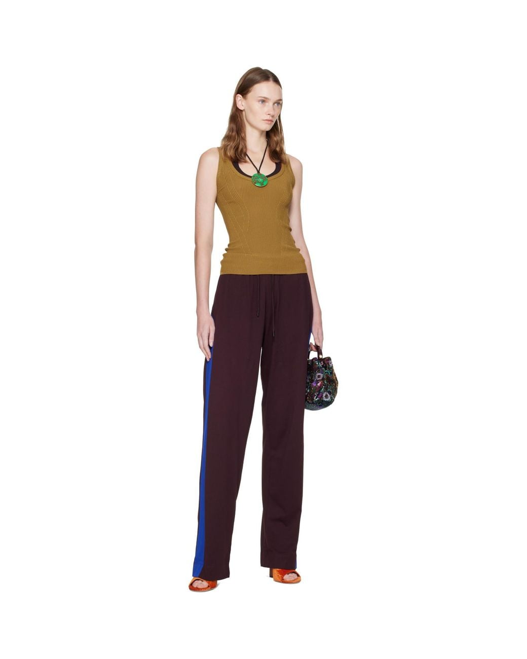 Dries Van Noten Purple Burgundy Cotton Lounge Pants