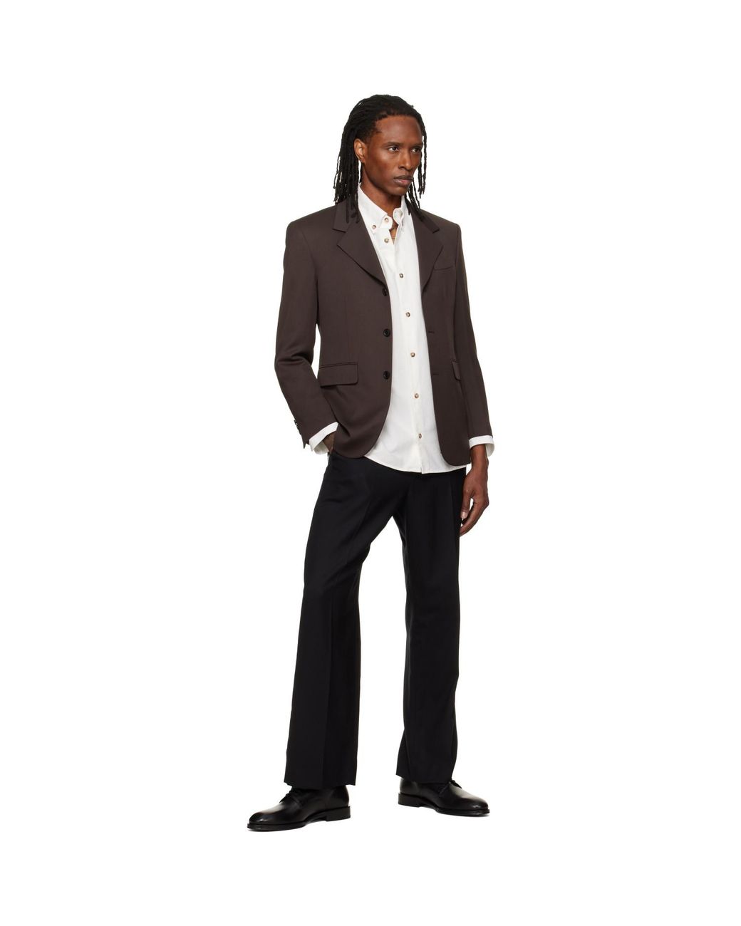 TONYWACK Brown Wool-Blend Tailored Blazer for men
