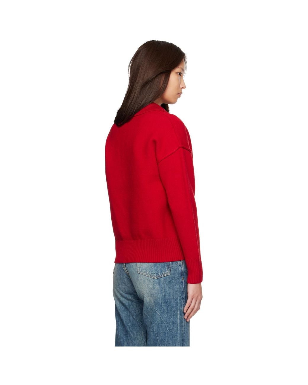 AMI Red Wool Ami De Coeur Polo