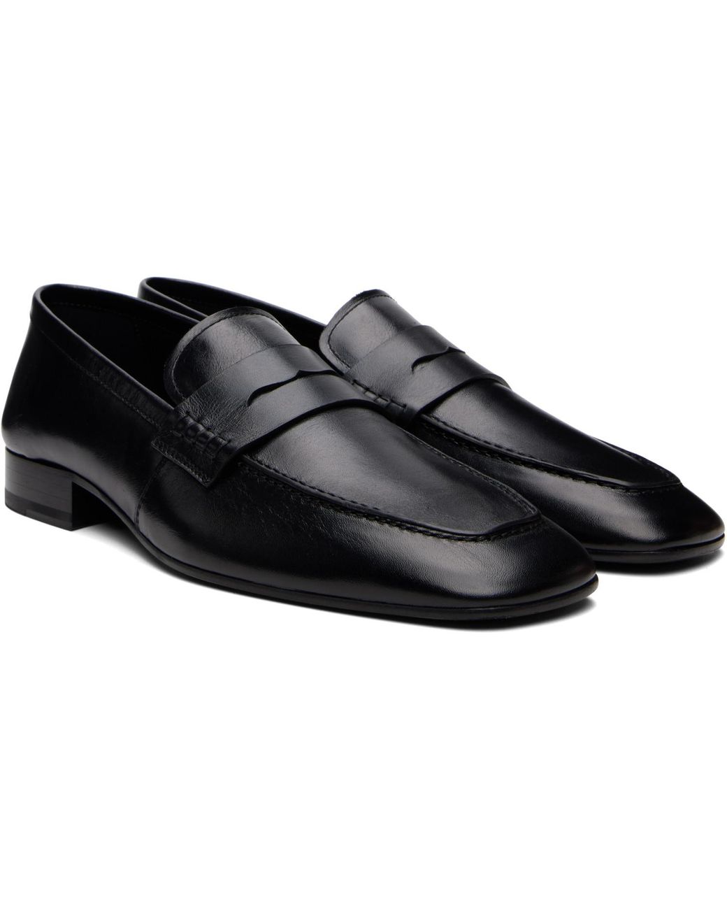 Dries Van Noten Black Leather Loafers for men