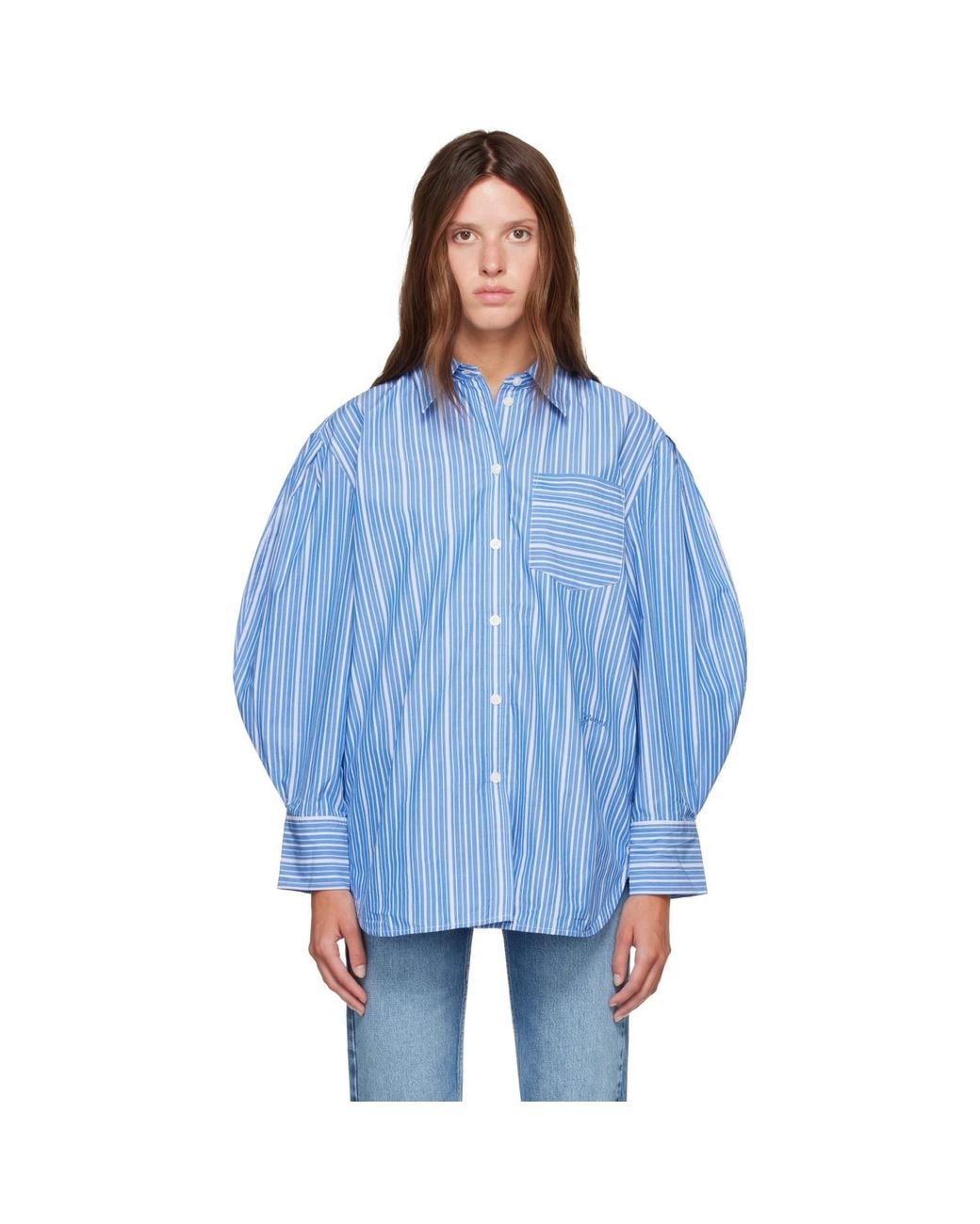 Ganni Blue Striped Cotton Shirt